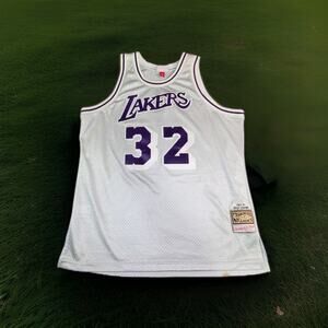 Mitchell & Ness Sz 2XL NBA Los Angeles Lakers Johnson 32 Jersey Gray Purple Z3-9